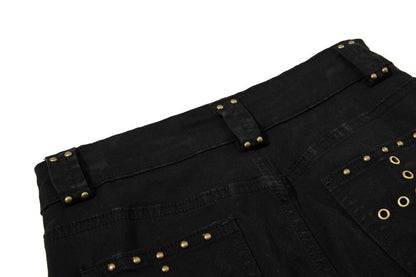 DAXUEN High-waisted black cargo pants with flared legs
