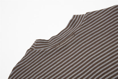 DAXUEN Retro striped mock neck short-sleeve t-shirt