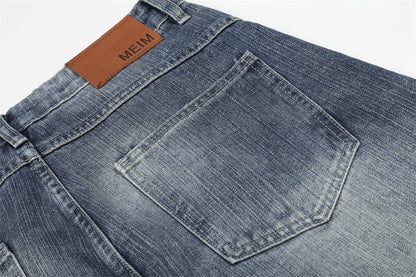 DAXUEN Wide-leg high-waisted denim trousers in washed blue