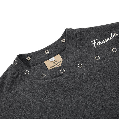 DAXUEN Mock-neck short-sleeve t-shirt in black and dark heather grey