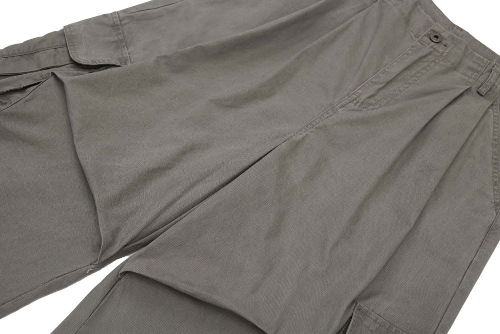 DAXUEN Layered wide-leg cargo shorts in olive-grey
