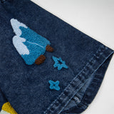 DAXUEN Short-sleeved embroidered denim shirt