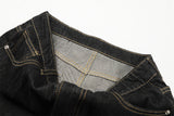 DAXUEN Wide-leg denim pants with slits and contrasting stitching