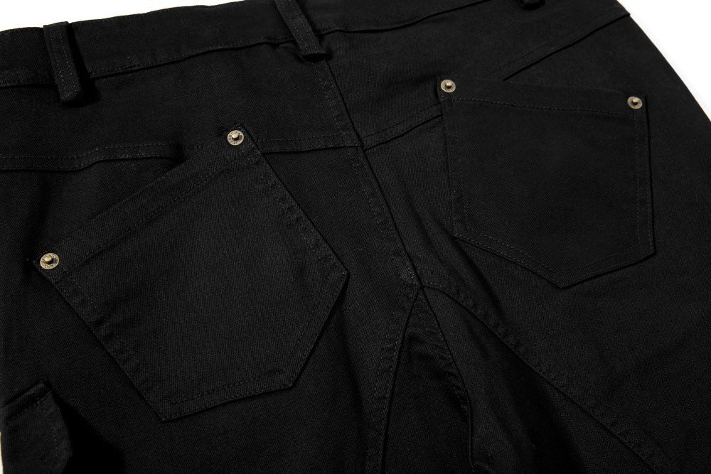 DAXUEN Solid black flared cargo pants