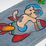 DAXUEN Light blue wide-leg denim jeans with colorful graphics