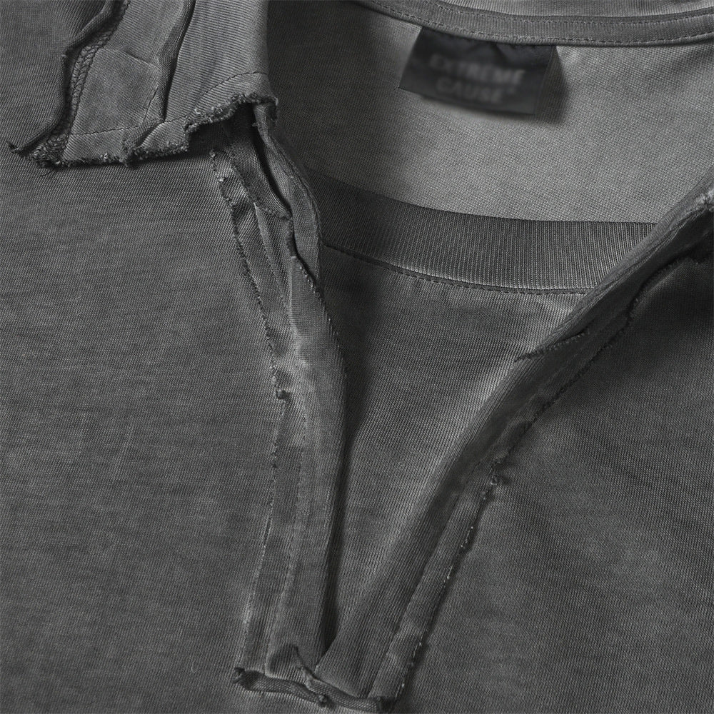 DAXUEN Short-sleeved relaxed-fit polo shirt with vintage finish