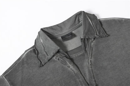 DAXUEN Short-sleeved relaxed-fit polo shirt with vintage finish