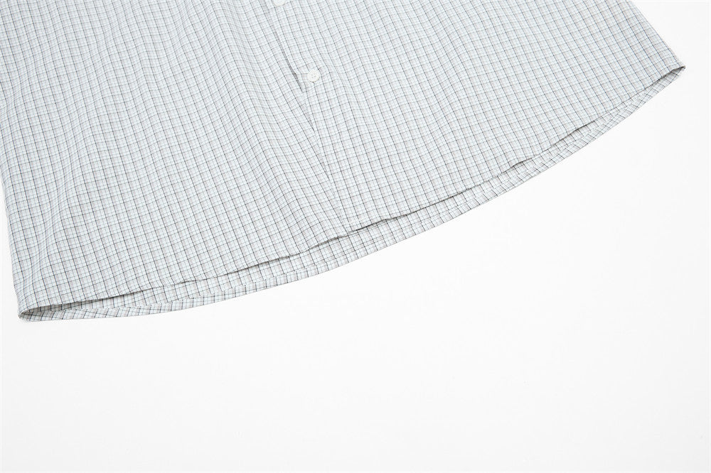 DAXUEN Short-sleeved plaid button-up shirt