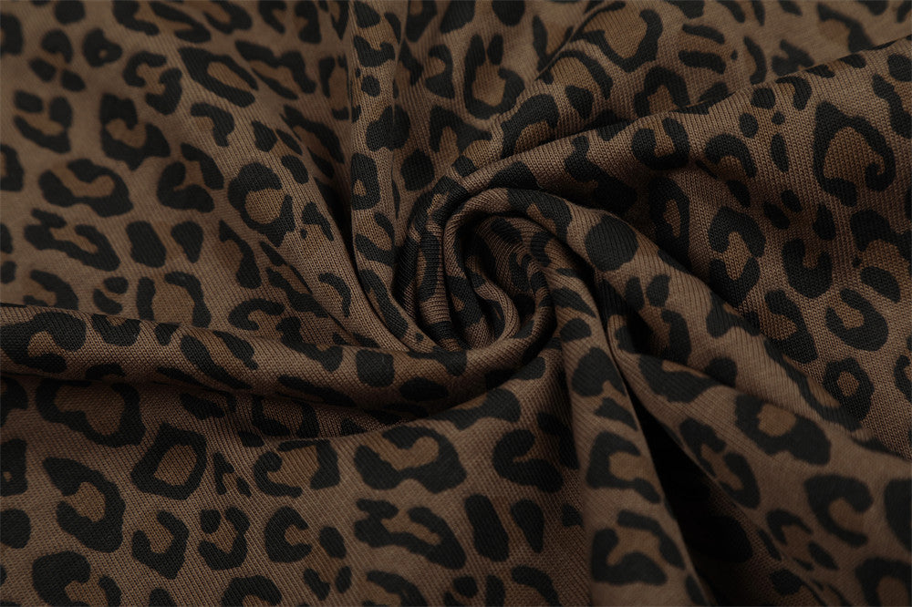 DAXUEN Leopard print short-sleeved polo shirt