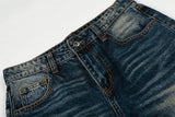 DAXUEN Distressed blue denim wide-leg jeans