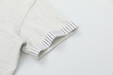 DAXUEN Layered V-neck short sleeve top with striped inner shirt