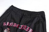 DAXUEN Black wide-leg cargo pants with gothic graphic