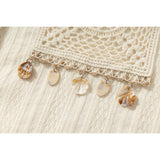 DAXUEN Short sleeve shirt with embroidery and shell charms