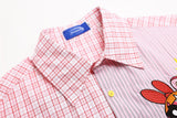 DAXUEN Short-sleeved button-up shirt with cartoon embroidery