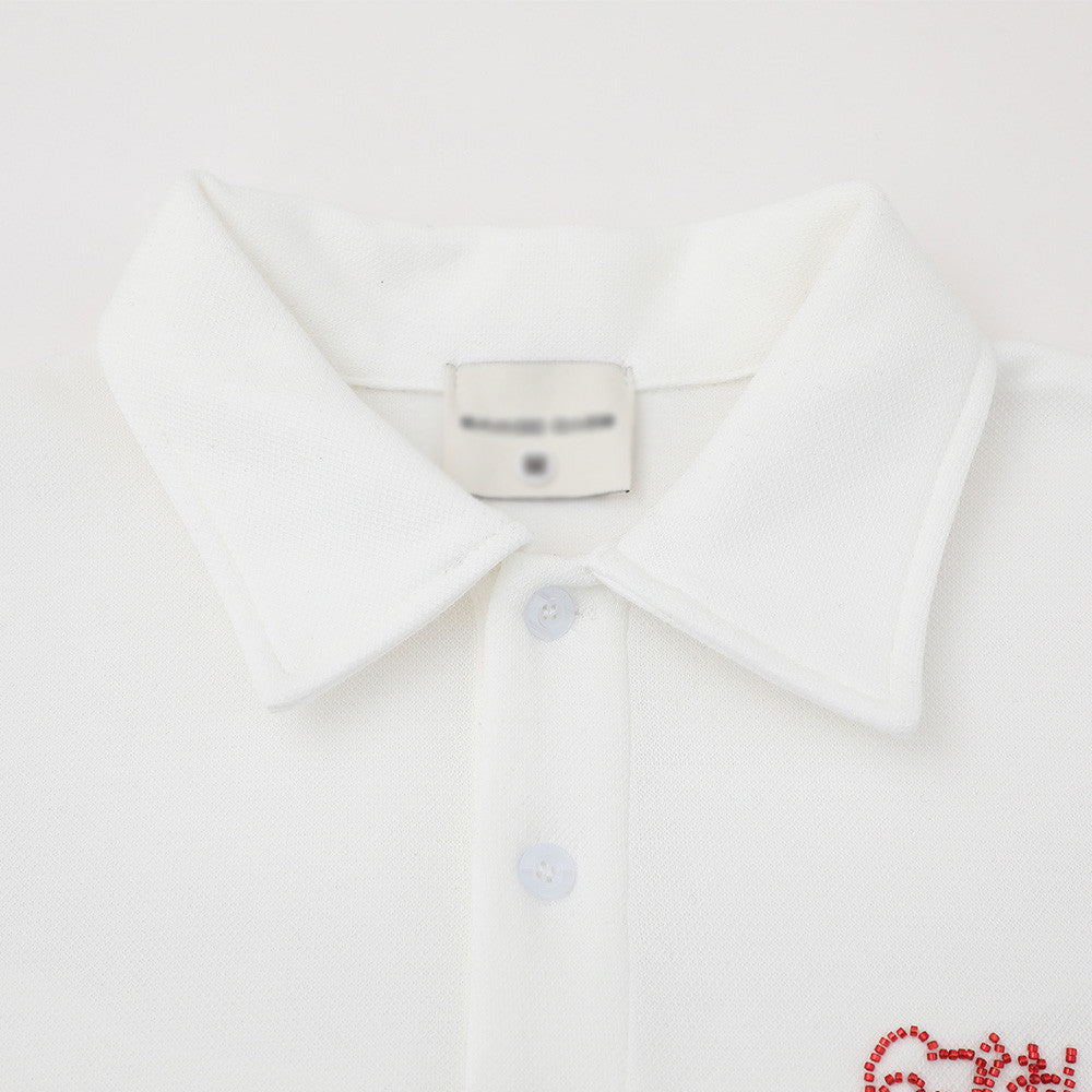 DAXUEN Short-sleeved loose-fitting polo shirt with embroidery