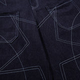 DAXUEN Dark blue denim shorts with white stitching and star designs