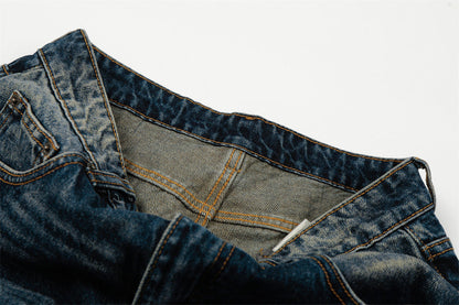 DAXUEN Distressed blue denim wide-leg jeans