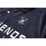 DAXUEN Navy oversized polo shirt with graphics