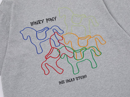 DAXUEN Short-sleeved embroidered t-shirt with horse graphic