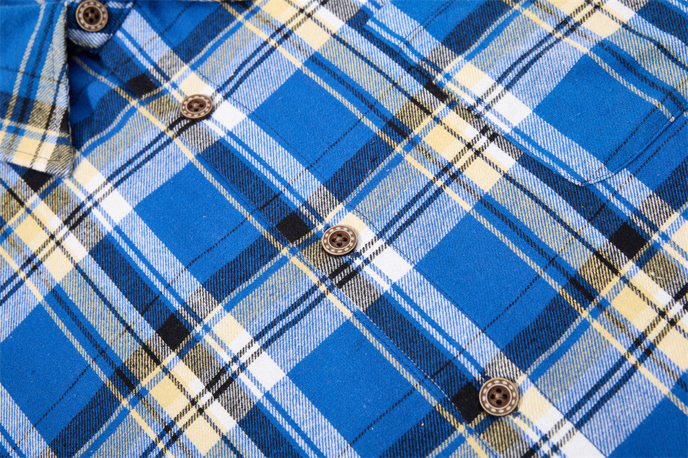 DAXUEN Relaxed-fit short-sleeved plaid button-up shirt