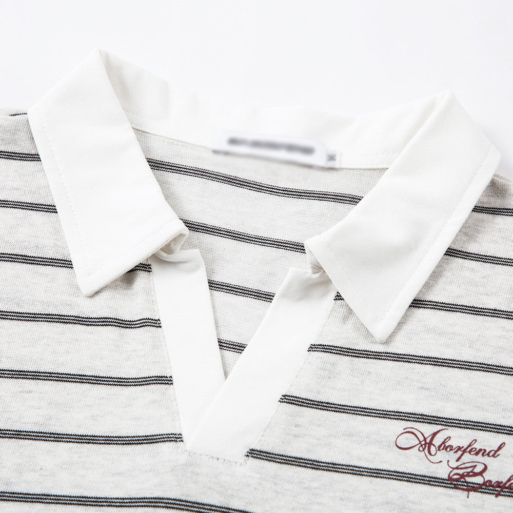 DAXUEN Relaxed-fit short-sleeved striped polo shirt