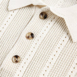 DAXUEN Short-sleeved knitted polo shirt with vertical stripes