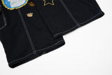 DAXUEN Black wide leg cargo pants with colorful cat patches