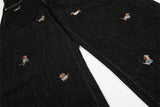 DAXUEN Wide leg denim trousers with dachshund embroidery