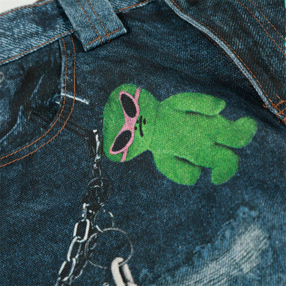 DAXUEN Wide-leg baggy jeans with alien graphic