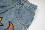 DAXUEN Light blue wide-leg denim jeans with colorful graphics