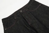 DAXUEN Wide-leg denim trousers with red stitching