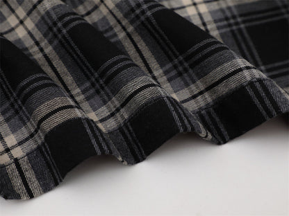 DAXUEN Short-sleeve plaid shirt with sequin embroidery