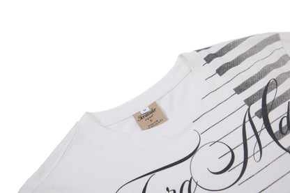 DAXUEN Ornate script and piano key graphic T-shirt