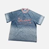 DAXUEN Gradient wash raglan cut T-shirt with embroidery