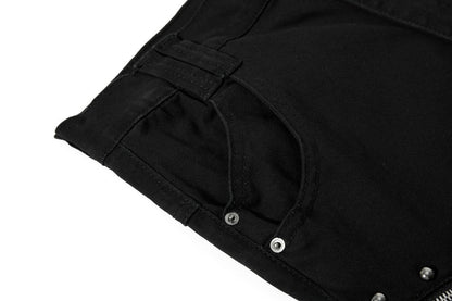 DAXUEN Black wide-leg pants with decorative zippers and studs