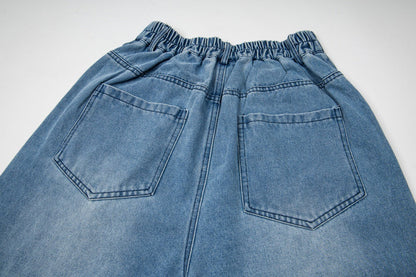 DAXUEN Loose-fitting wide-leg denim trousers with cartoon embroidery