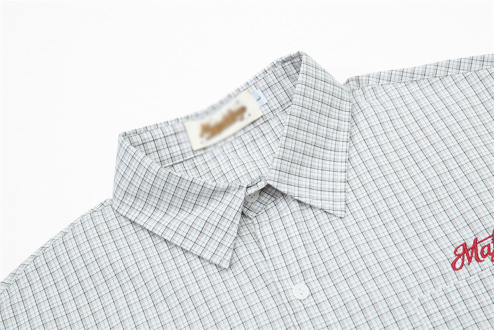DAXUEN Short-sleeved plaid button-up shirt