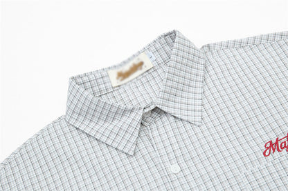 DAXUEN Short-sleeved plaid button-up shirt