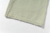 DAXUEN Faded greenish-blue wide-leg denim shorts with embroidery