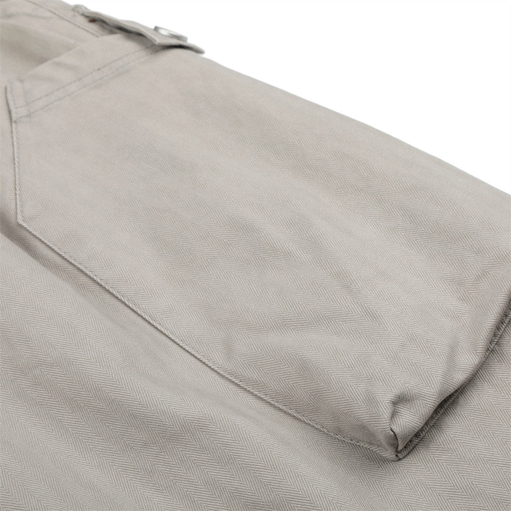 DAXUEN Pair of light grey relaxed-fit herringbone cargo shorts