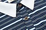 DAXUEN Navy and light blue striped polo shirt