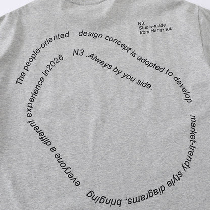 DAXUEN Oversized short-sleeve graphic t-shirt in white and grey