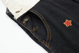 DAXUEN Smiling mouse embroidered denim overalls
