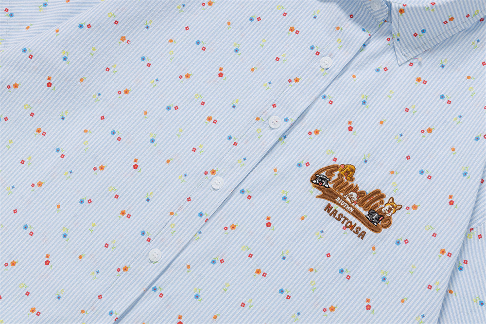 DAXUEN Relaxed-fit short-sleeved floral print button-up shirt