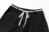 DAXUEN Dark grey wide-leg cropped cargo pants with polka dots