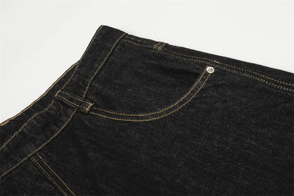 DAXUEN Wide-leg high-waisted denim pants with contrast stitching