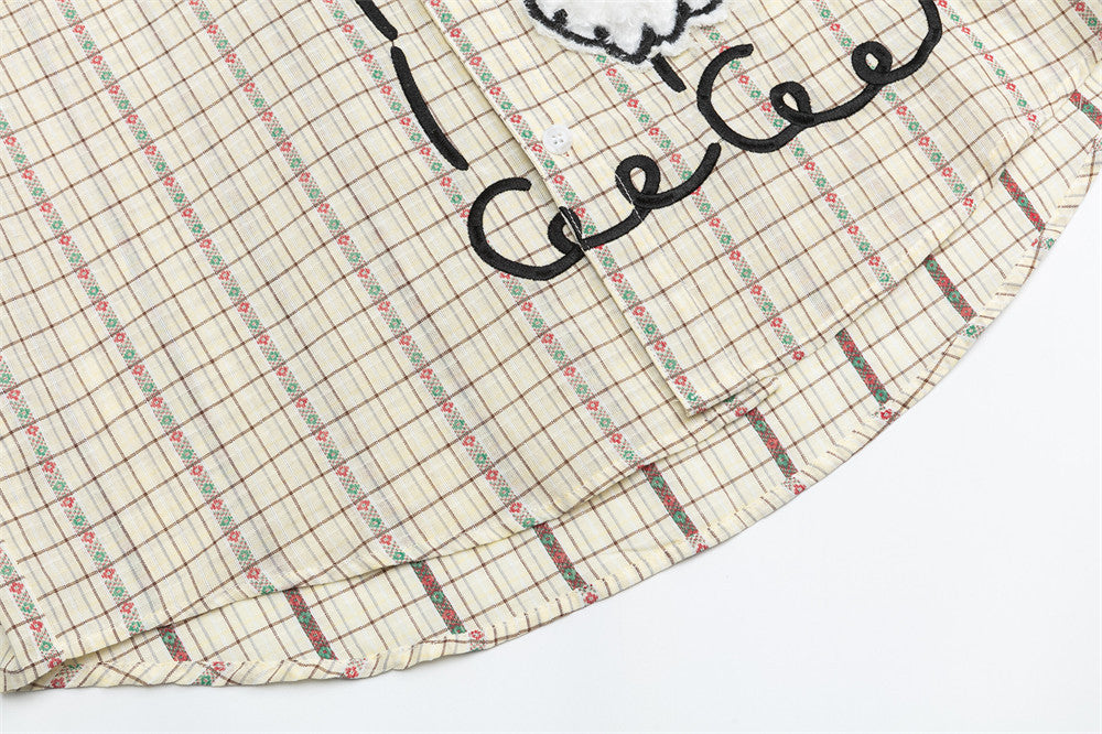 DAXUEN Oversized button-up shirt with cartoon dog appliqué
