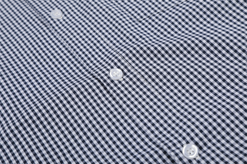 DAXUEN Navy and white gingham short-sleeved shirt