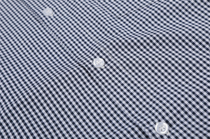DAXUEN Navy and white gingham short-sleeved shirt