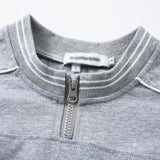 DAXUEN Short-sleeved stand-up collar t-shirt in black and grey marl